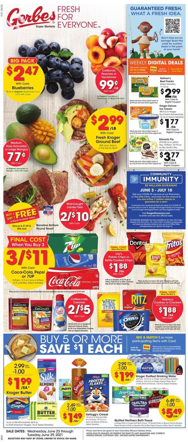Gerbes Super Markets Ad from 06/23/2021