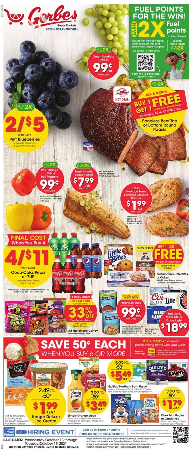 Gerbes Super Markets Ad from 10/13/2021