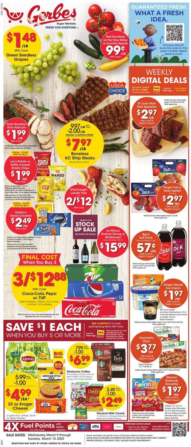Gerbes Super Markets Ad from 03/09/2022