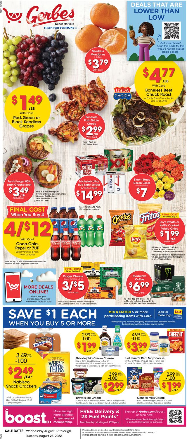 Gerbes Super Markets Ad from 08/17/2022