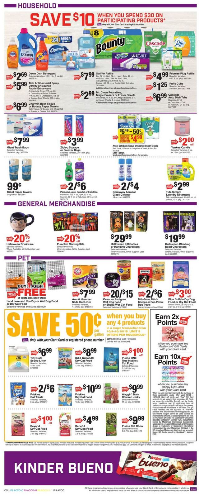 Giant Food Ad from 10/04/2019