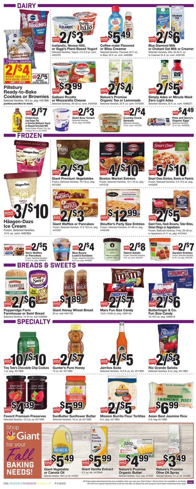 Giant Food Ad from 09/25/2020
