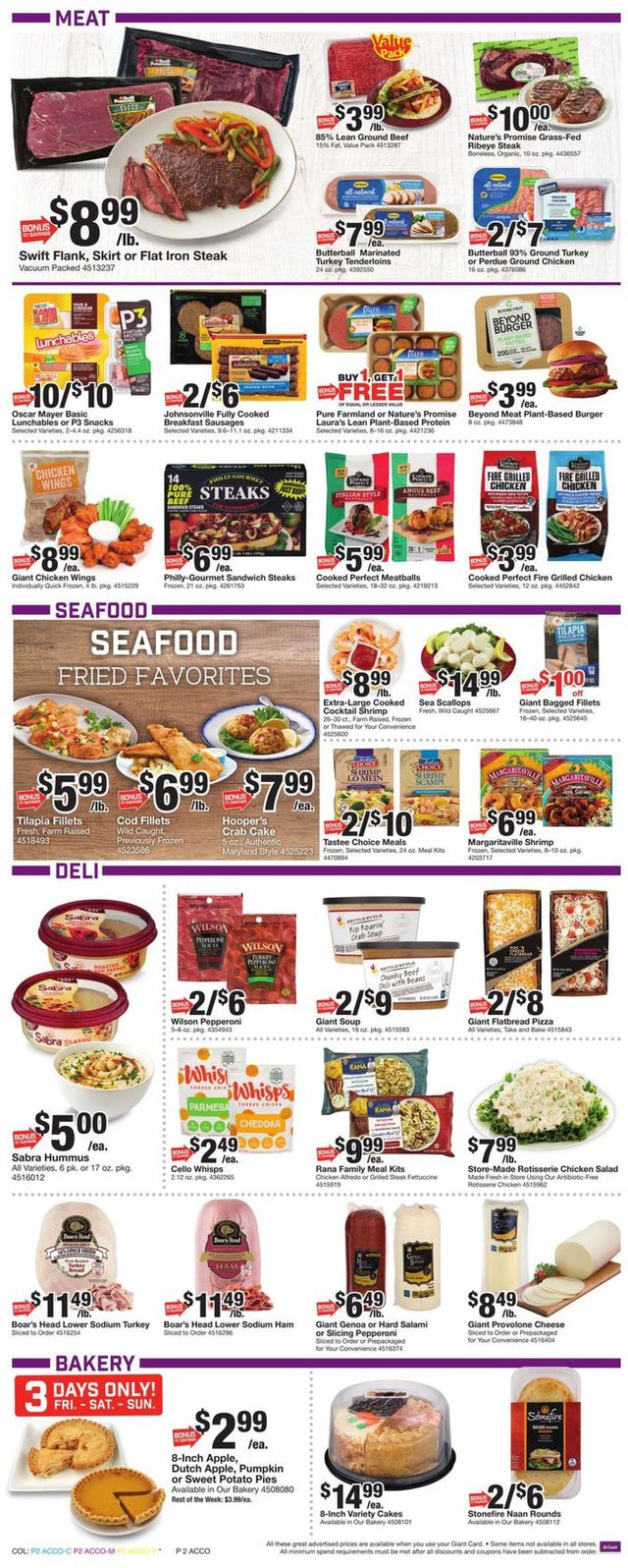 Giant Food Ad from 10/16/2020