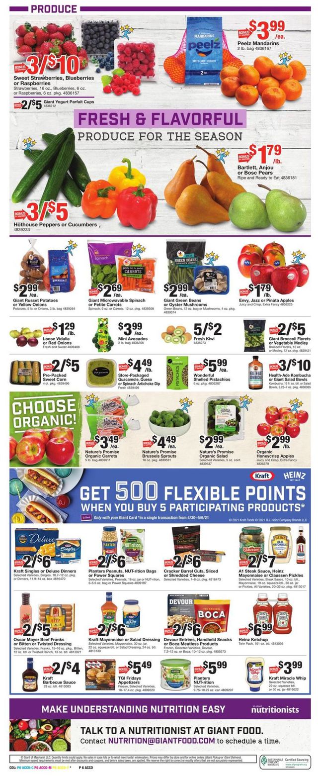 Giant Food Ad from 04/30/2021