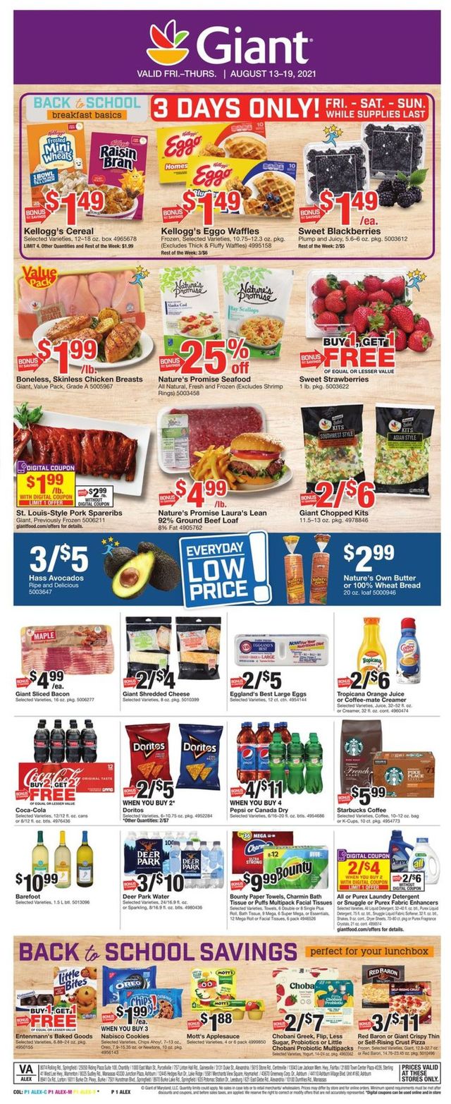 Giant Food Ad from 08/13/2021