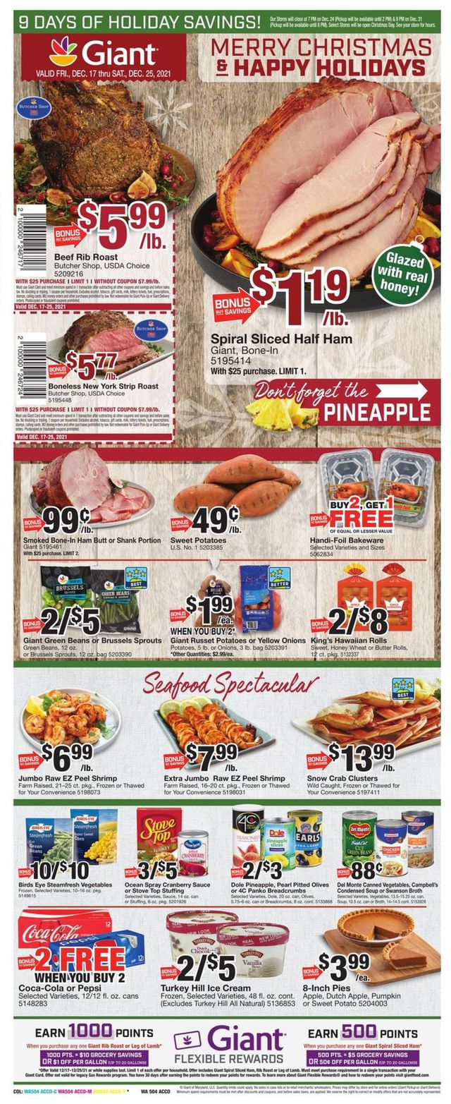 Giant Food Ad from 12/17/2021