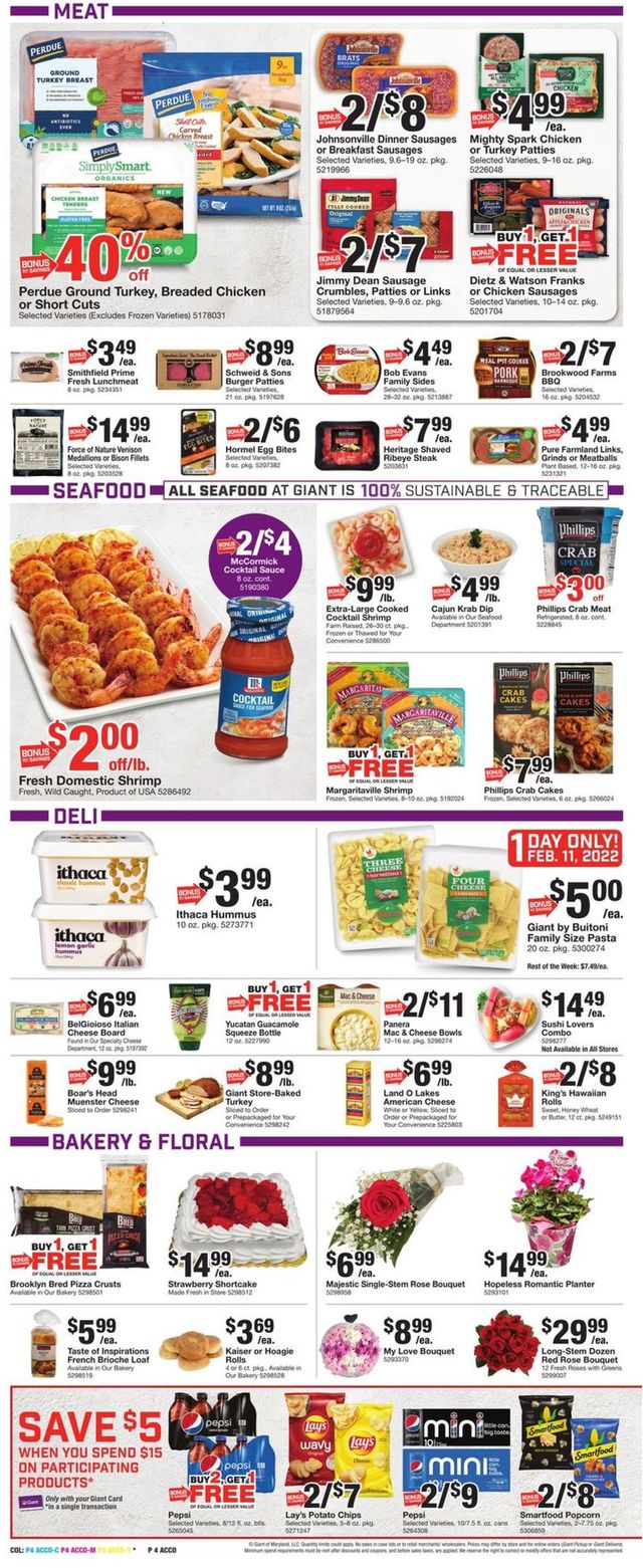 Giant Food Ad from 02/11/2022