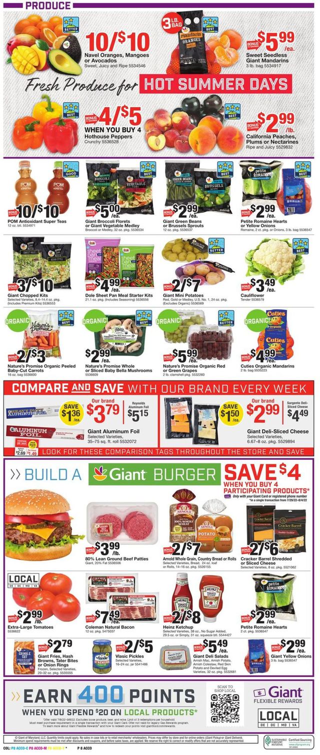 Giant Food Ad from 07/29/2022