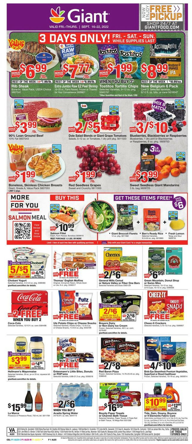 Giant Food Ad from 09/16/2022