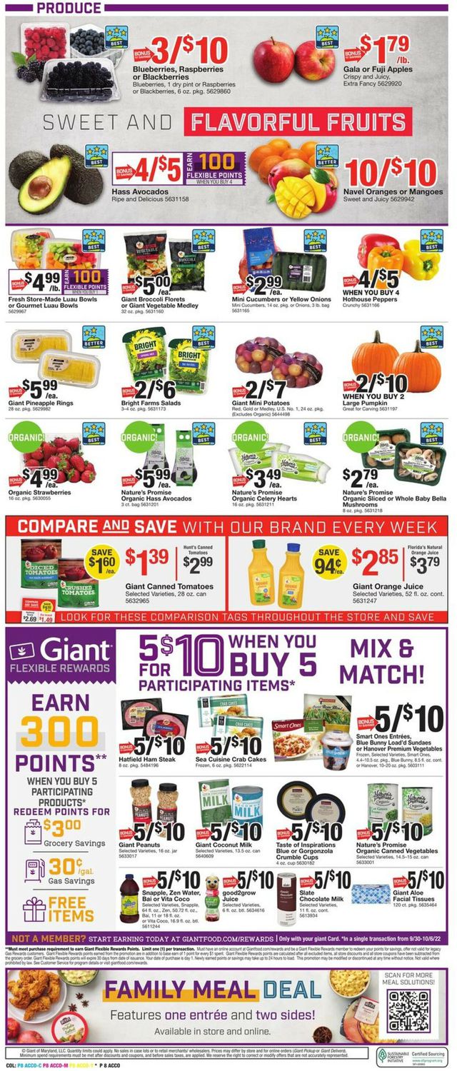 Giant Food Ad from 09/30/2022