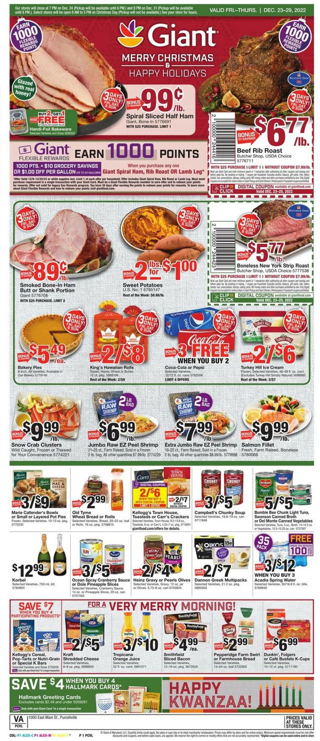 Giant Food Ad from 12/23/2022