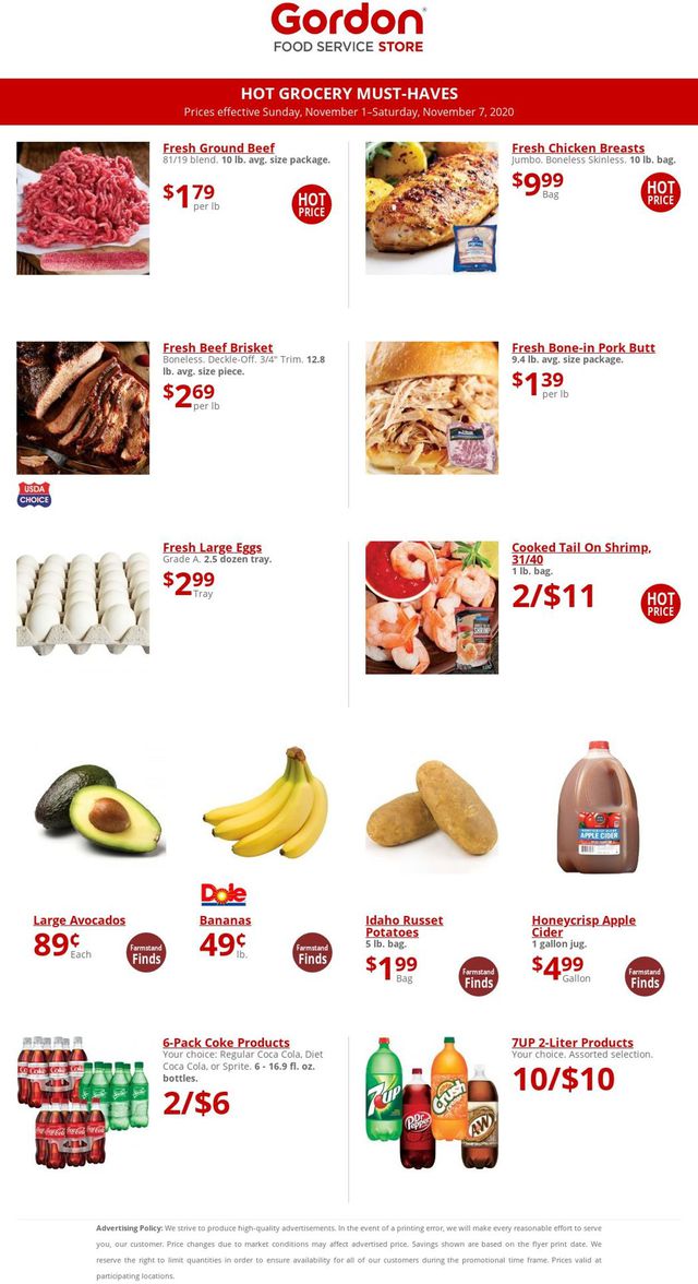 Gordon Food Service Store Ad from 11/01/2020