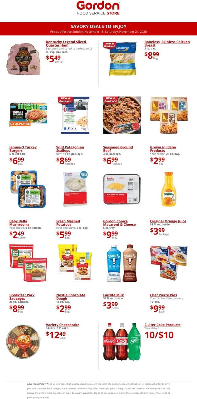 Gordon Food Service Store Ad from 11/15/2020