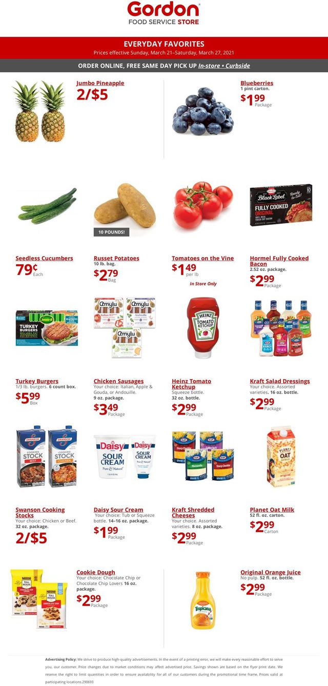Gordon Food Service Store Ad from 03/21/2021