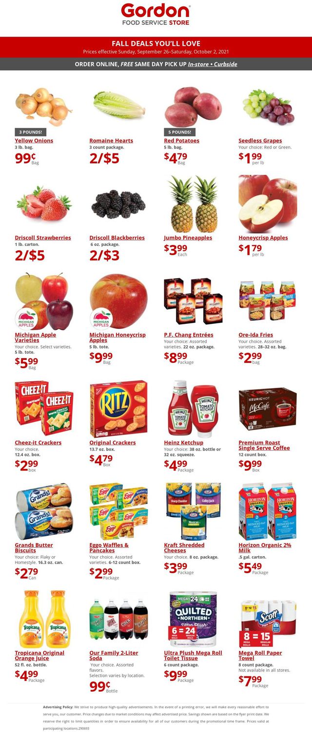 Gordon Food Service Store Ad from 09/26/2021
