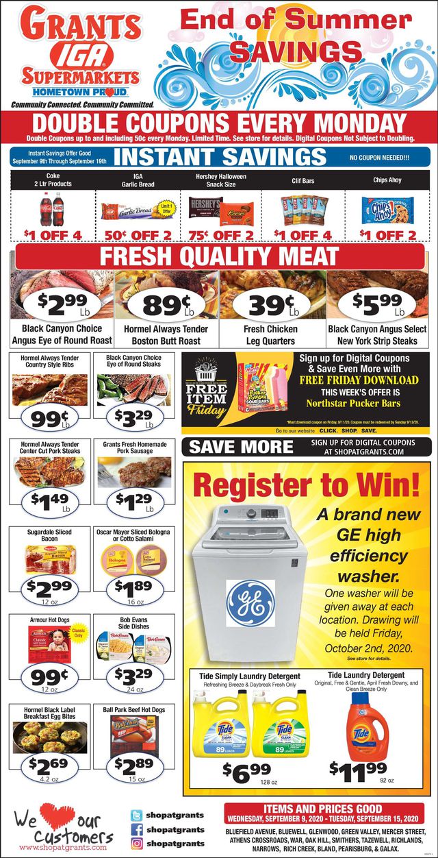 Grant's Supermarket Ad from 09/09/2020