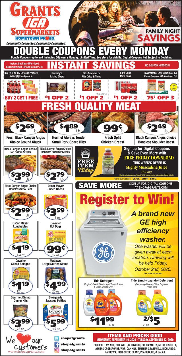Grant's Supermarket Ad from 09/16/2020