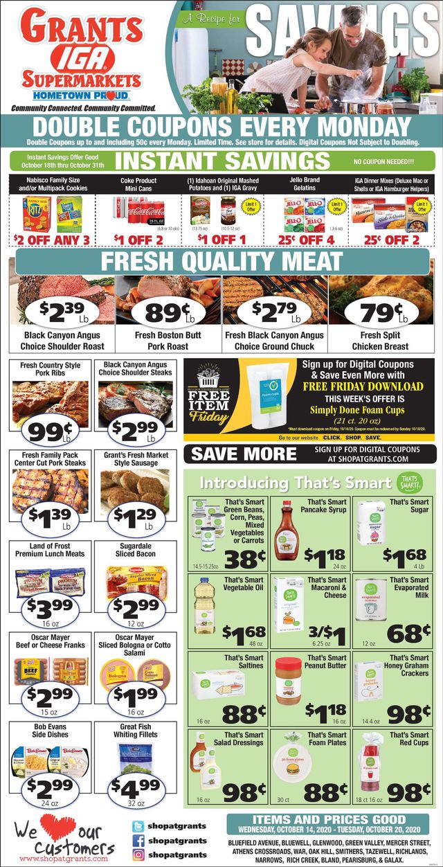Grant's Supermarket Ad from 10/18/2020