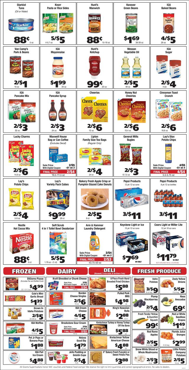 Grant's Supermarket Ad from 10/28/2020