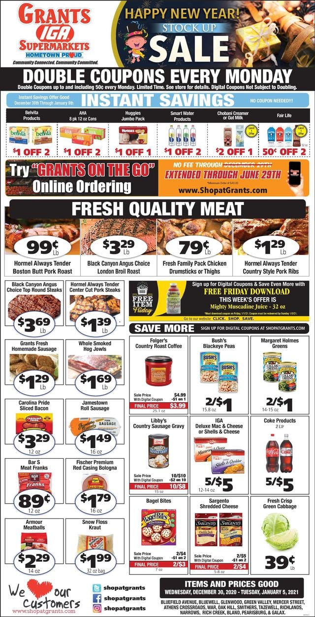 Grant's Supermarket Ad from 12/30/2020