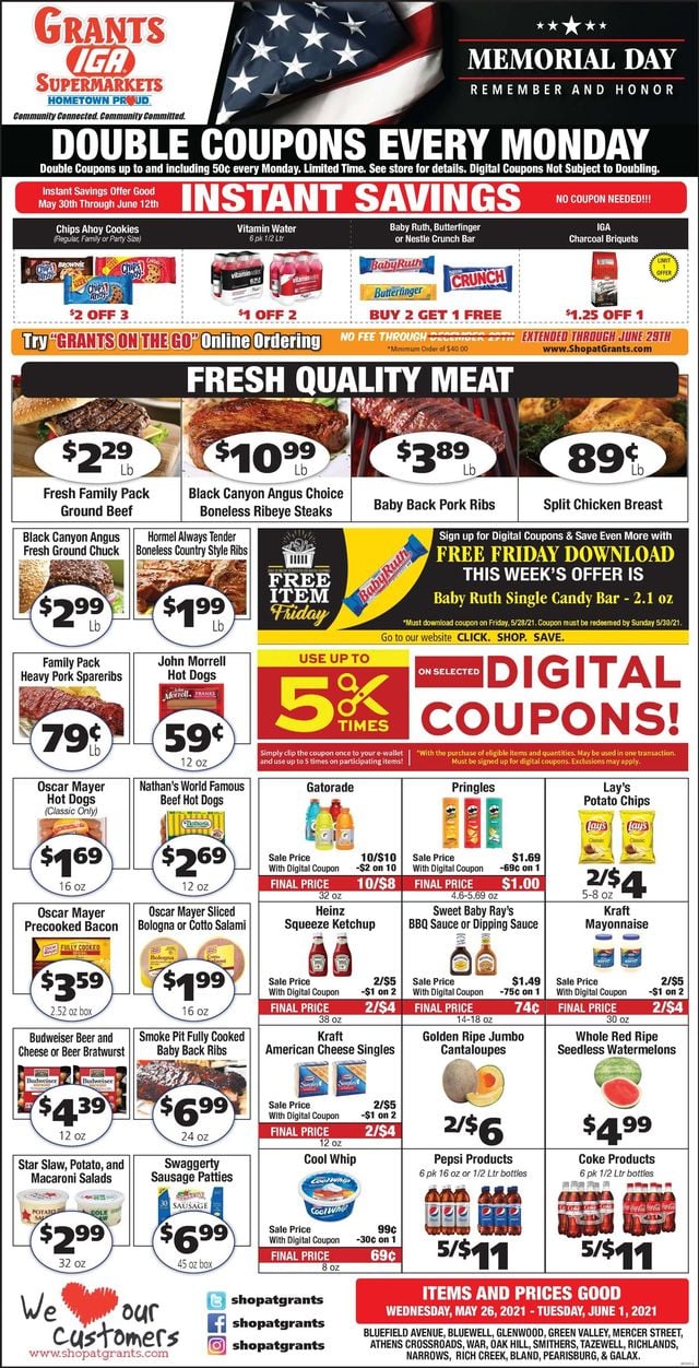 Grant's Supermarket Ad from 05/26/2021