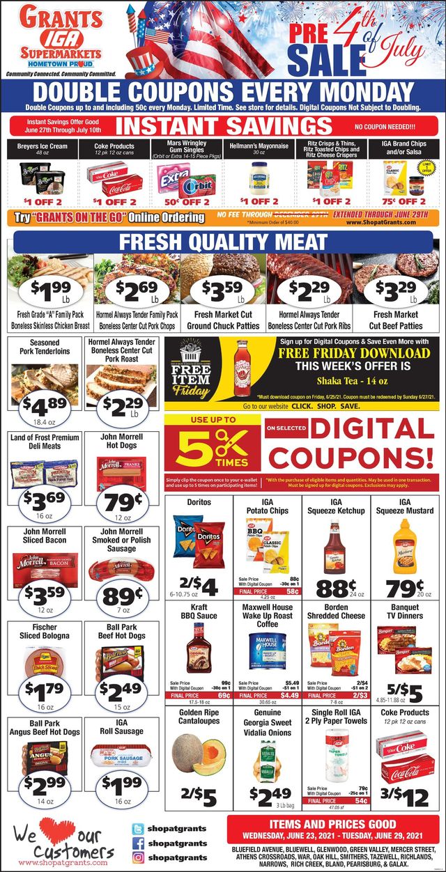 Grant's Supermarket Ad from 06/23/2021