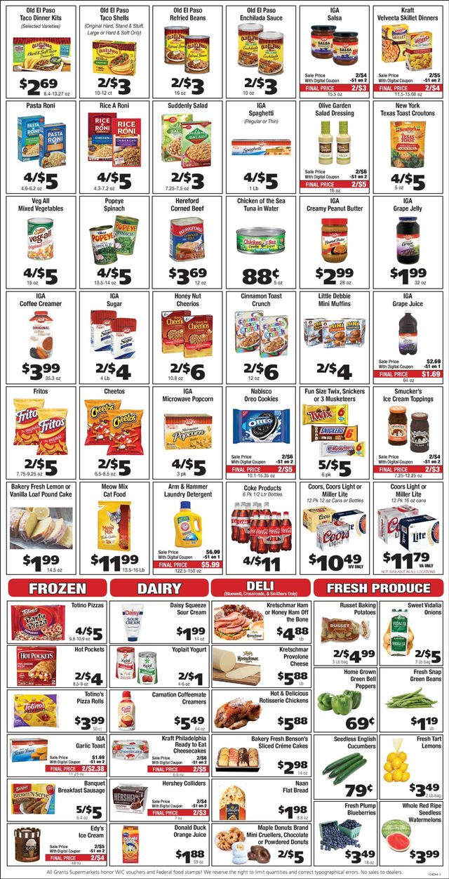 Grant's Supermarket Ad from 08/18/2021