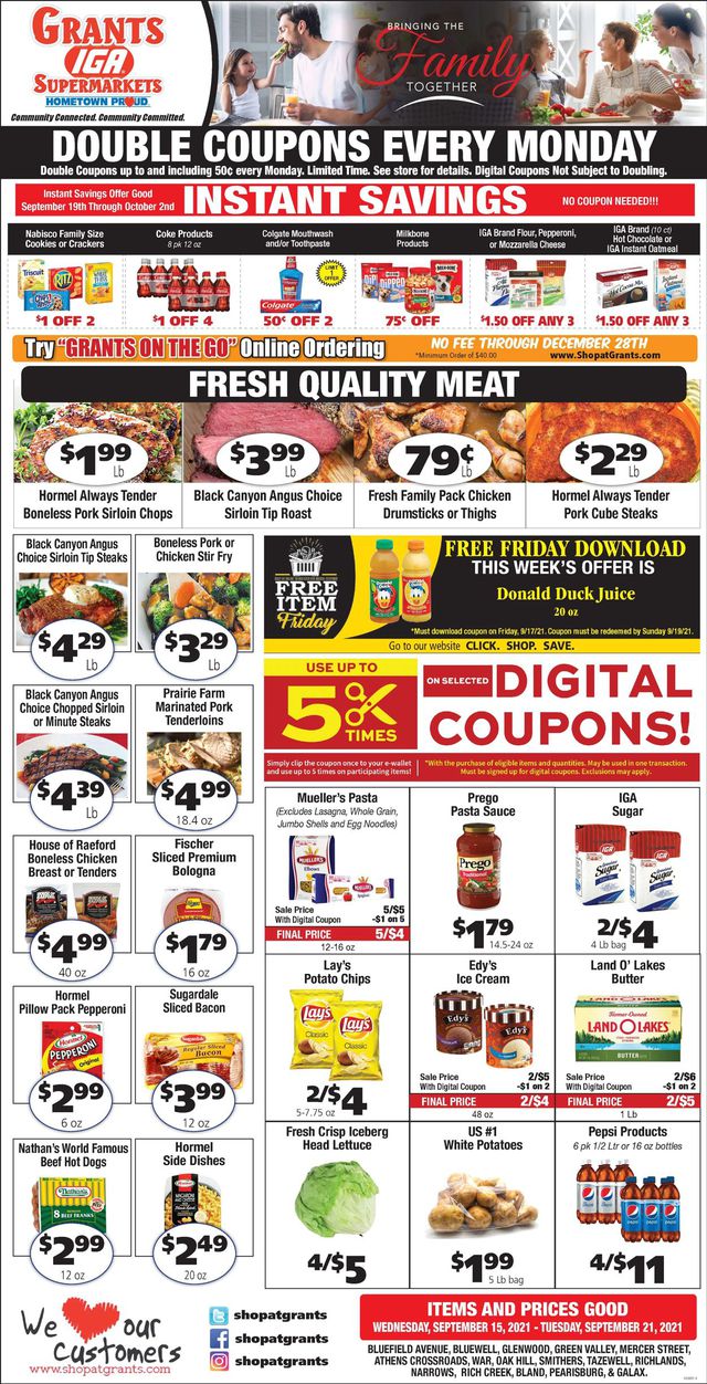 Grant's Supermarket Ad from 09/15/2021