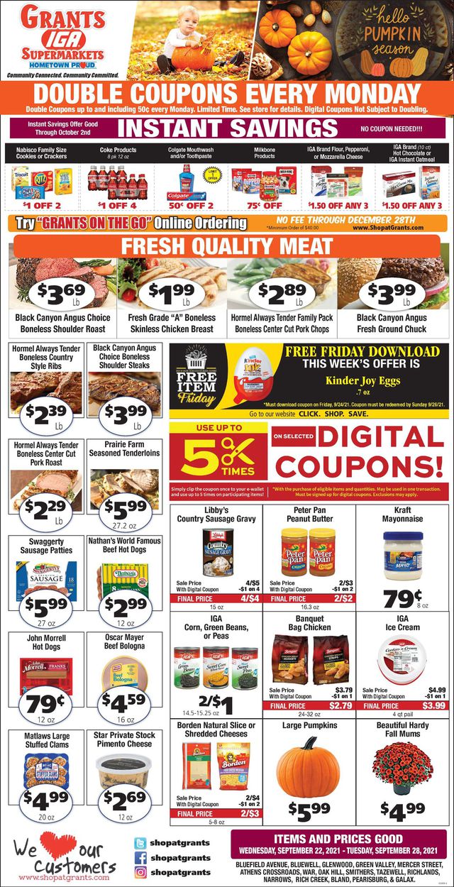 Grant's Supermarket Ad from 09/22/2021