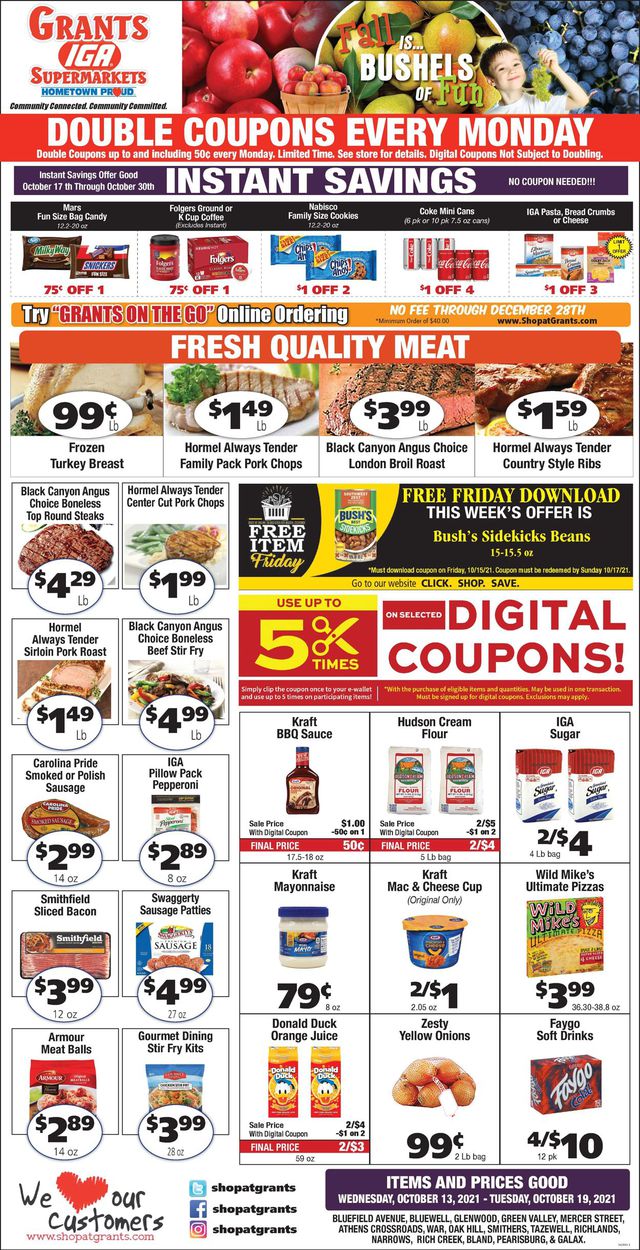 Grant's Supermarket Ad from 10/13/2021