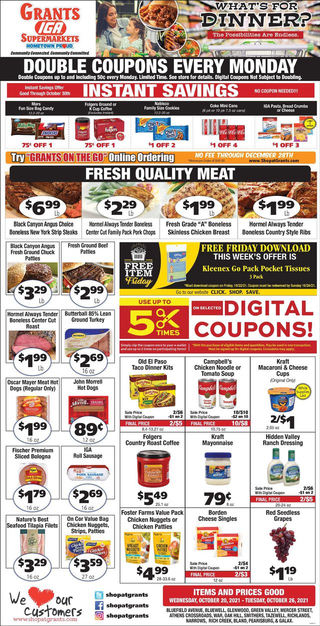 Grant's Supermarket Ad from 10/20/2021