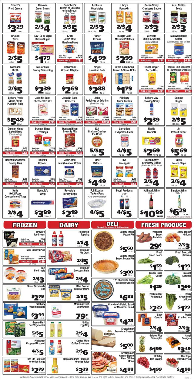 Grant's Supermarket Ad from 11/17/2021