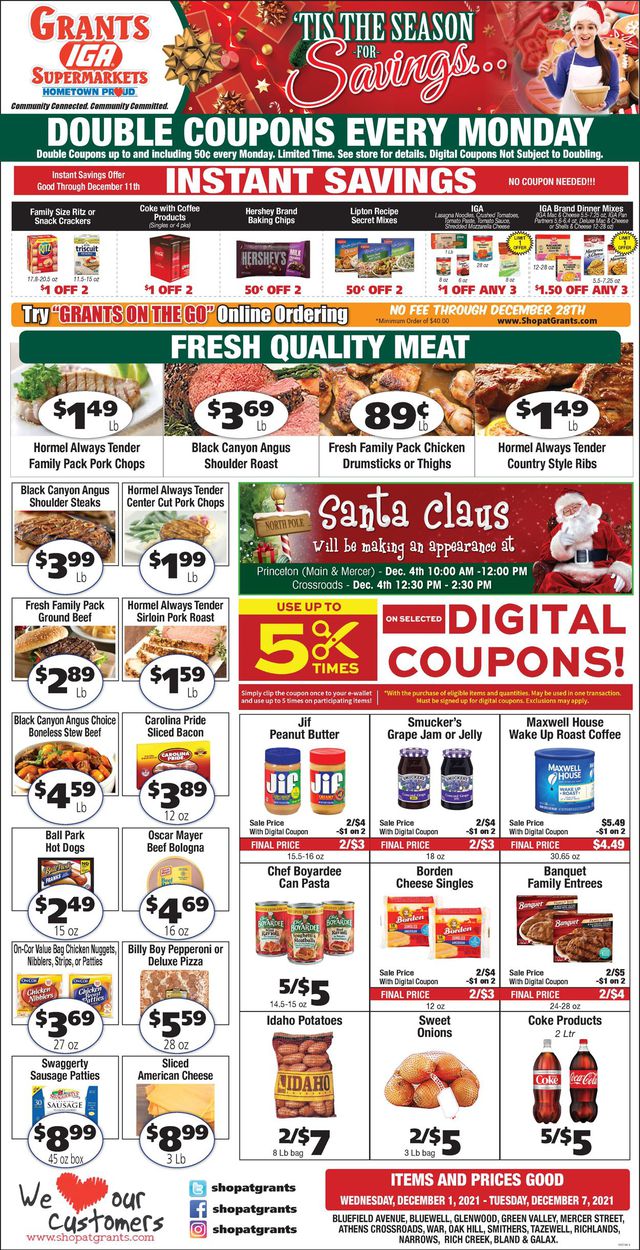 Grant's Supermarket Ad from 12/01/2021