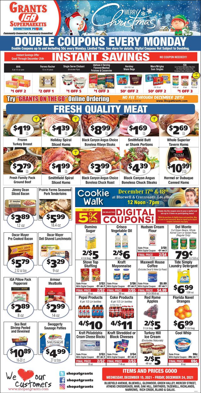 Grant's Supermarket Ad from 12/15/2021