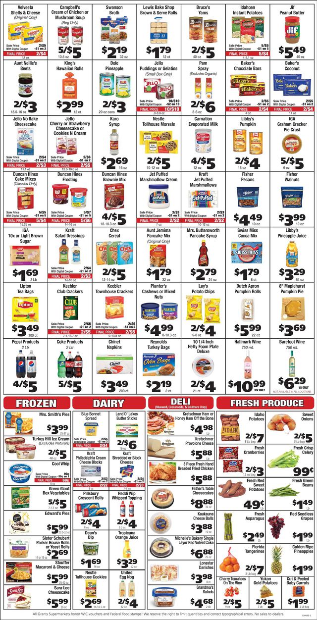 Grant's Supermarket Ad from 12/15/2021