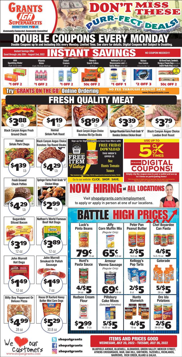 Grant's Supermarket Ad from 07/20/2022