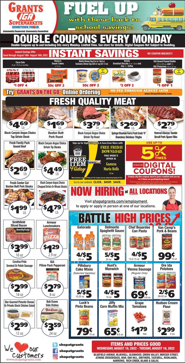 Grant's Supermarket Ad from 08/10/2022