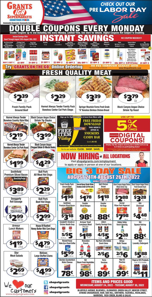 Grant's Supermarket Ad from 08/24/2022