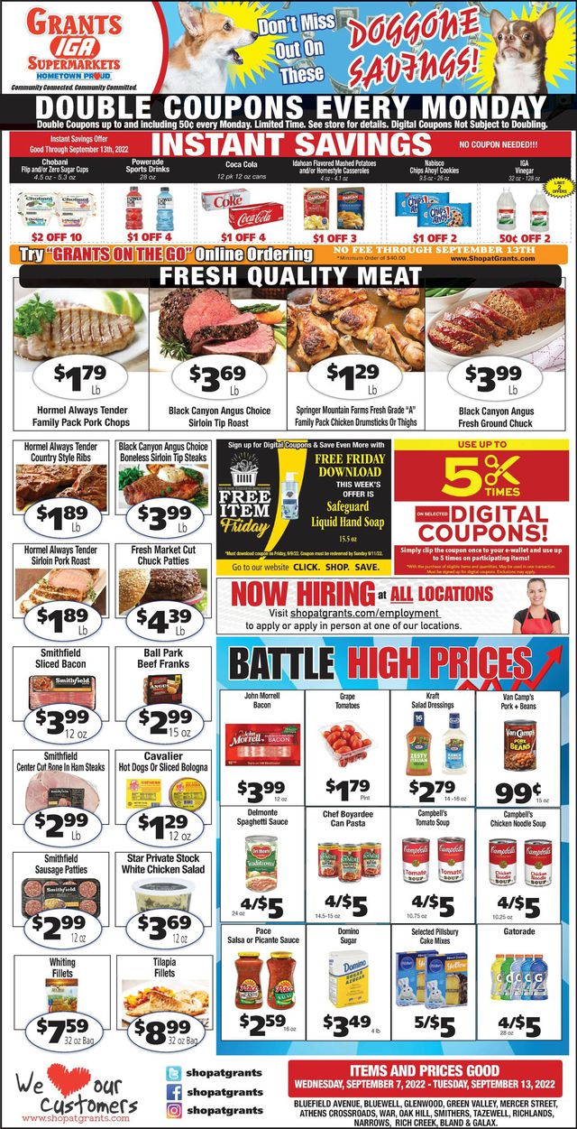 Grant's Supermarket Ad from 09/07/2022