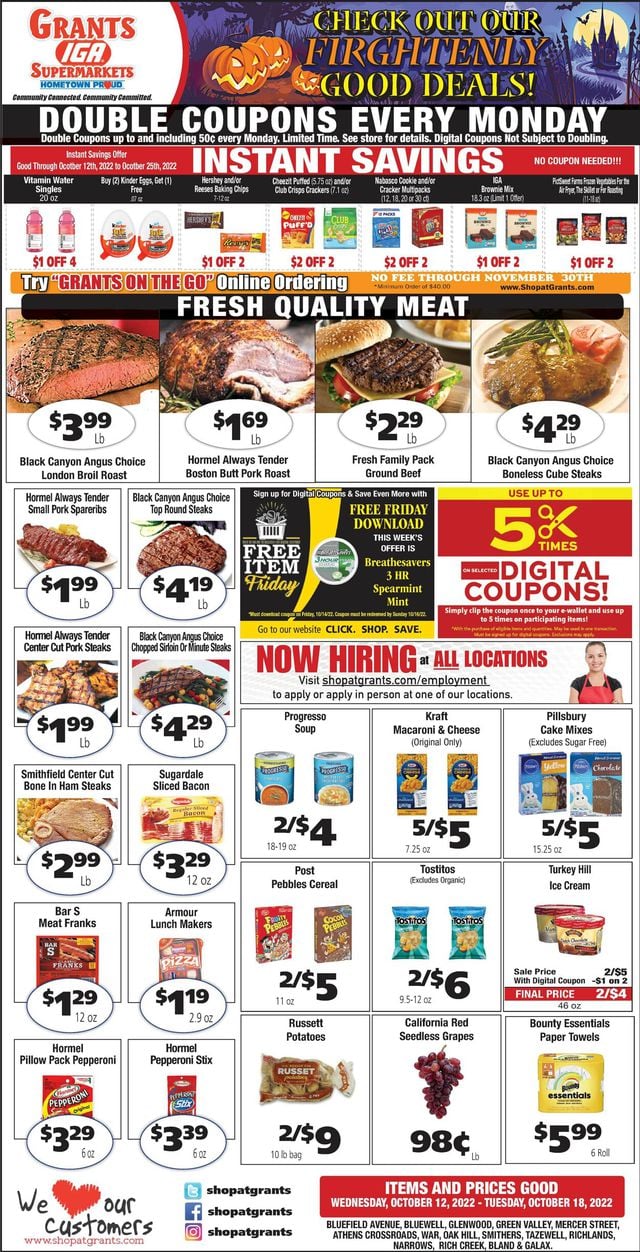Grant's Supermarket Ad from 10/12/2022