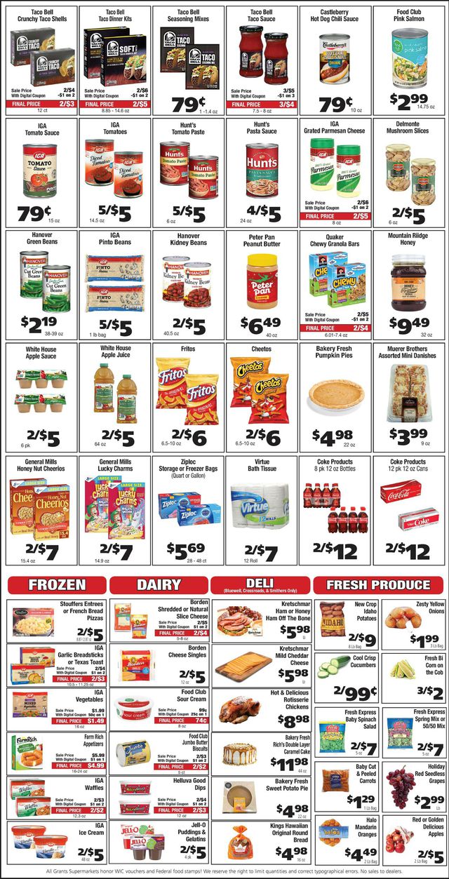 Grant's Supermarket Ad from 10/19/2022