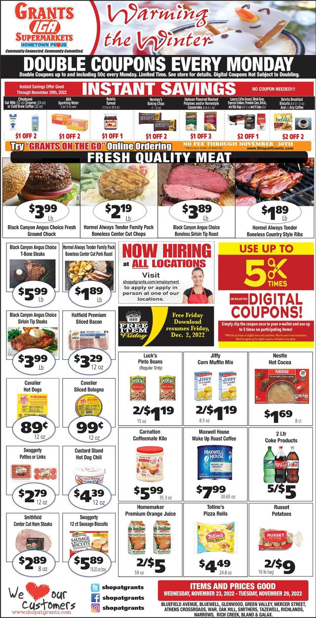 Grant's Supermarket Ad from 11/23/2022
