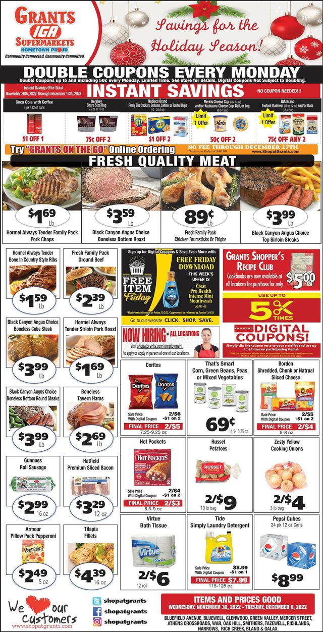 Grant's Supermarket Ad from 11/30/2022