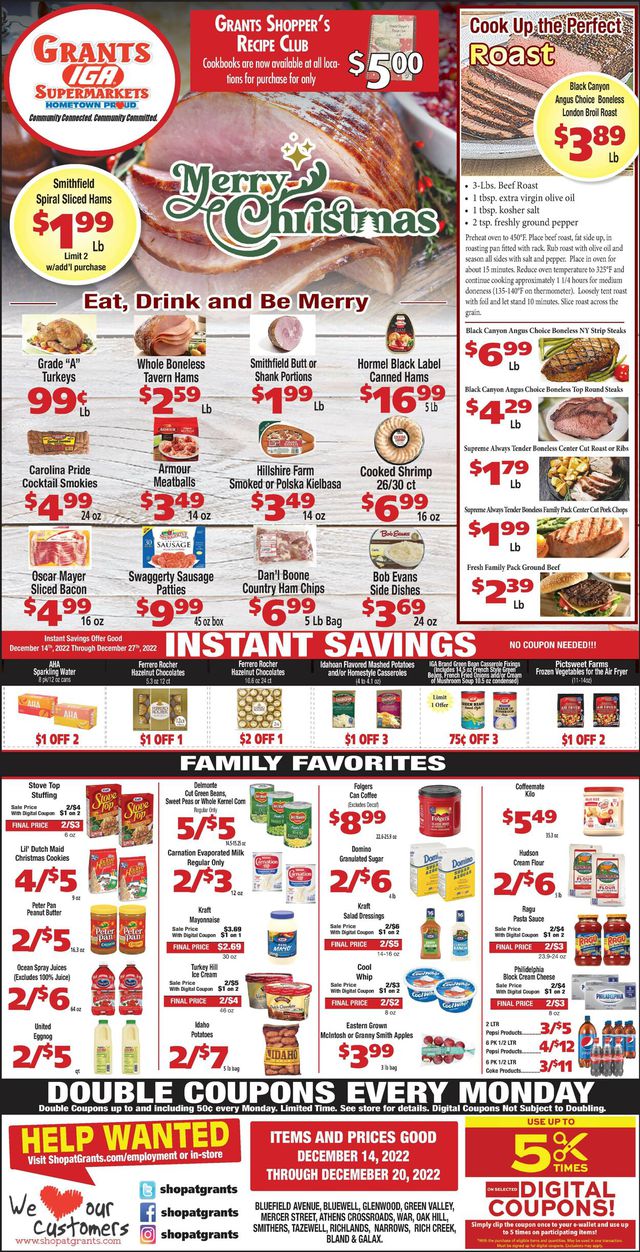 Grant's Supermarket Ad from 12/14/2022