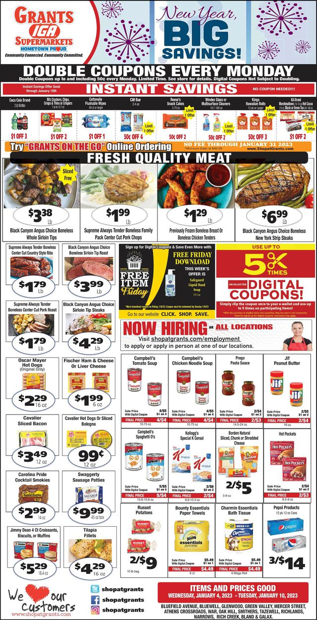 Grant's Supermarket Ad from 01/04/2023