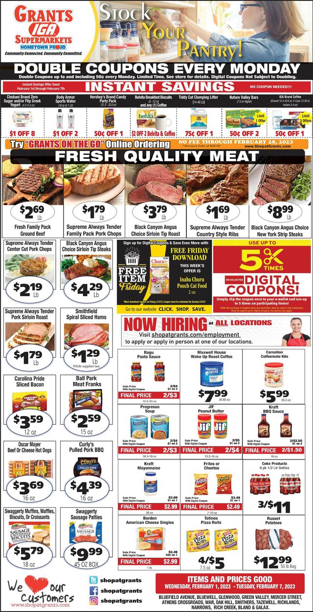 Grant's Supermarket Ad from 02/01/2023
