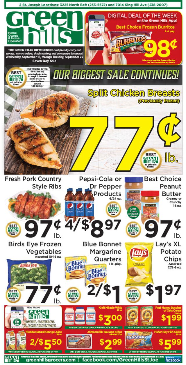 Green Hills Grocery Ad from 09/16/2020