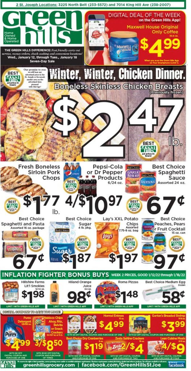Green Hills Grocery Ad from 01/12/2022