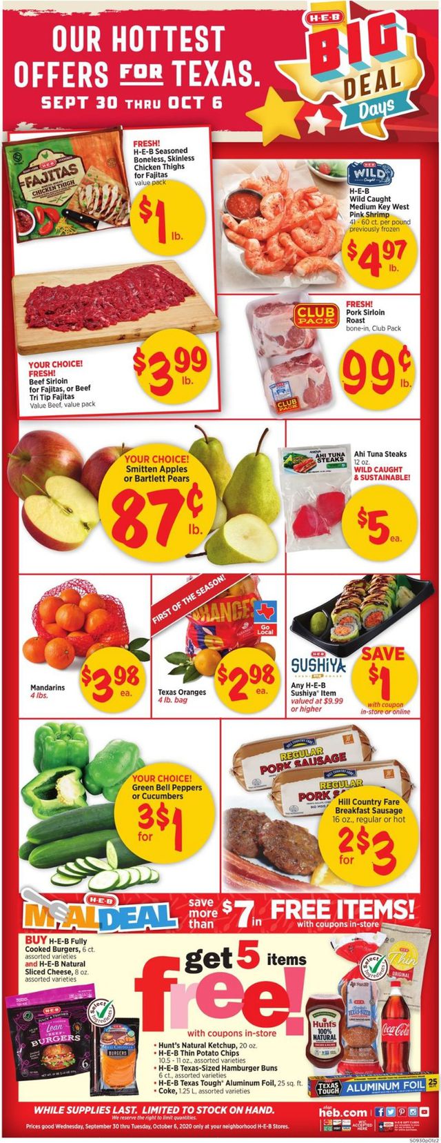 H-E-B Ad from 09/30/2020