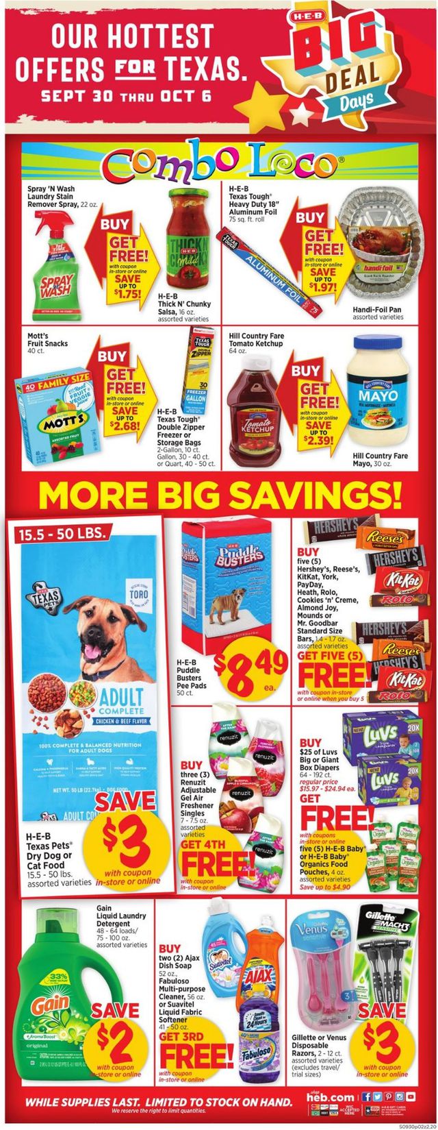 H-E-B Ad from 09/30/2020